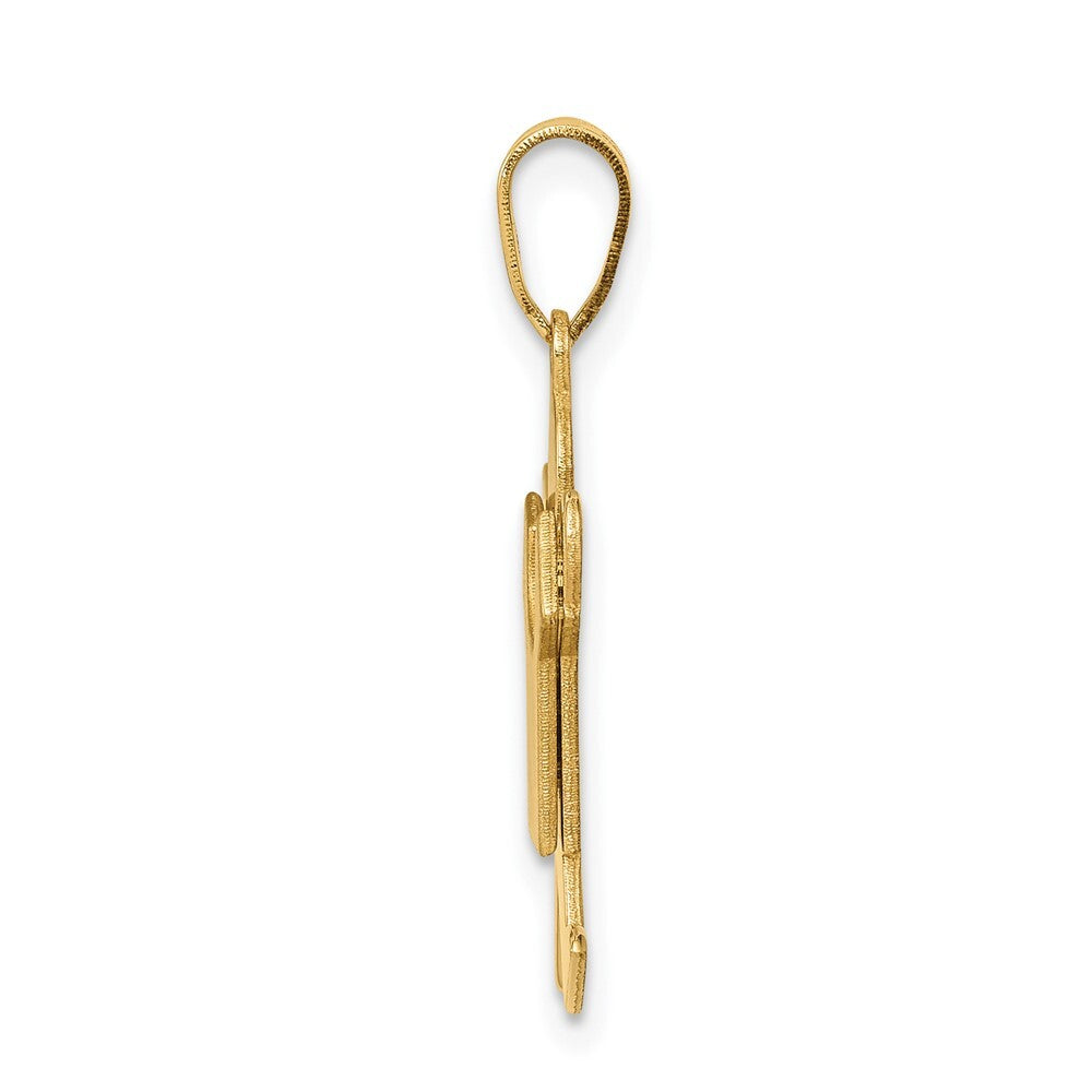14k Yellow Gold Solid Satin Engravable Boy Jumping Charm Pendant for Women