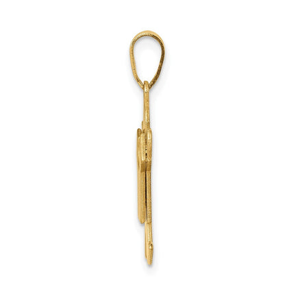 14k Yellow Gold Solid Satin Engravable Boy Jumping Charm Pendant for Women