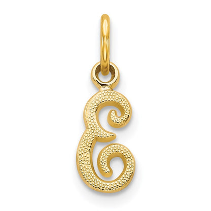 14k Yellow Gold Script Letter E Initial Charm