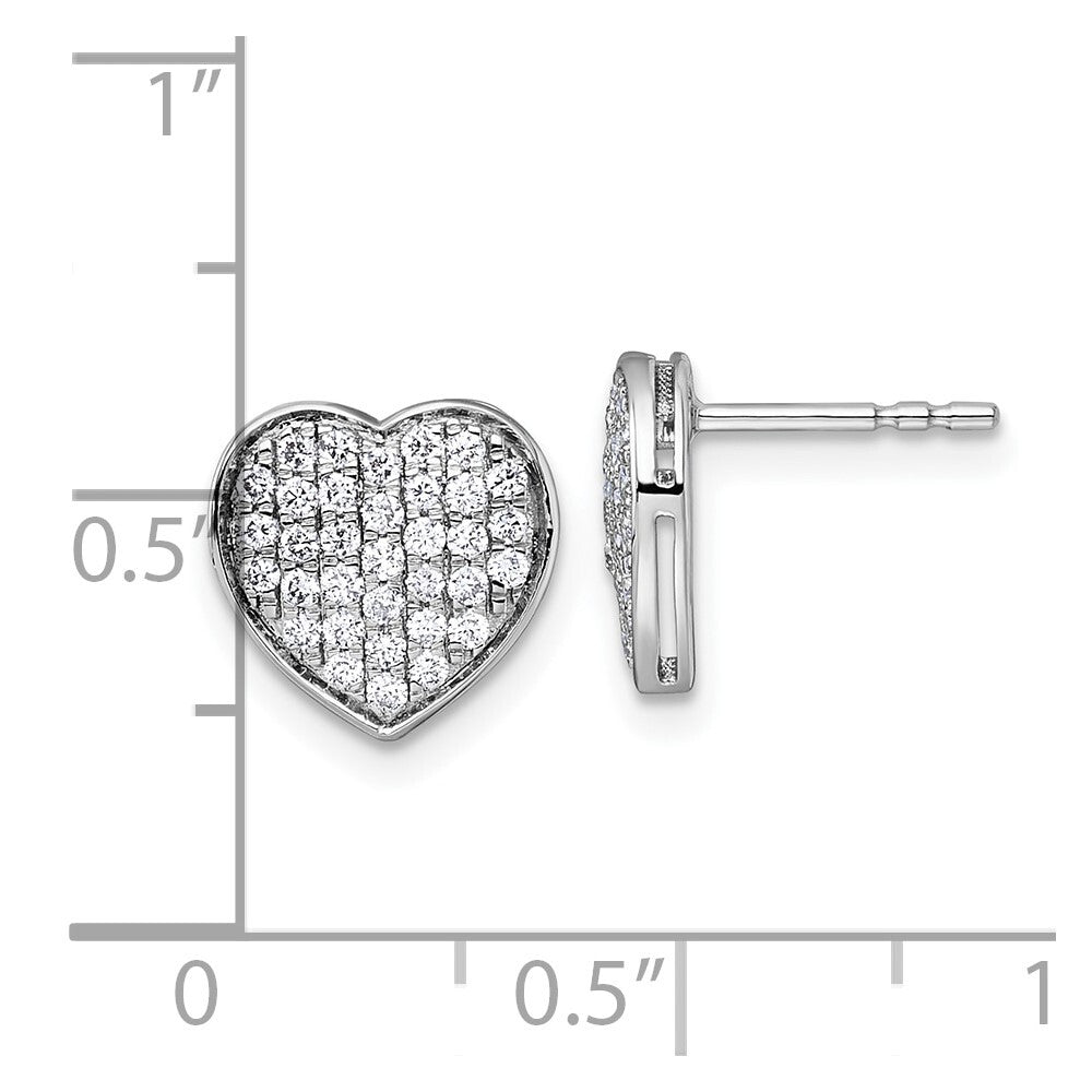 14k White Gold 1/2ct. Diamond Heart Stud Earrings