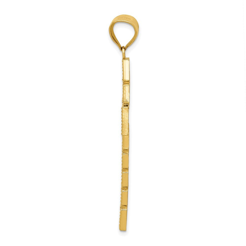 14k Yellow Gold w Rhodium Latin Cross Pendant
