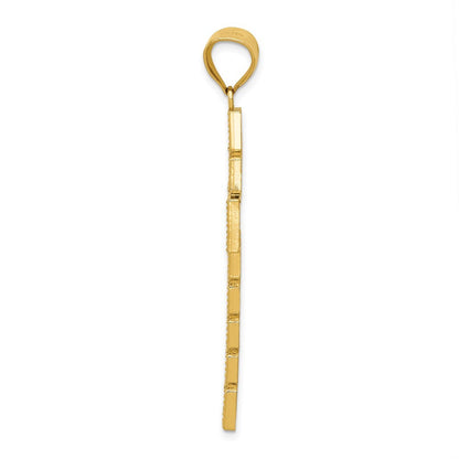 14k Yellow Gold w Rhodium Latin Cross Pendant