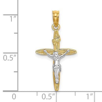 14k Yellow Gold Rhodium INRICrucifix Charm