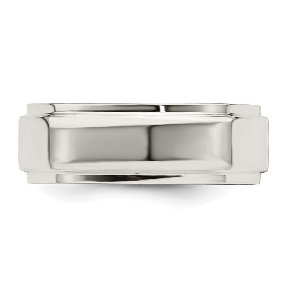 Sterling Silver 7mm Flat with Step Edge Size 10 Band Ring