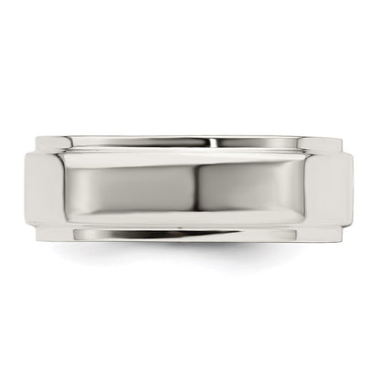 Sterling Silver 7mm Flat with Step Edge Size 10 Band Ring