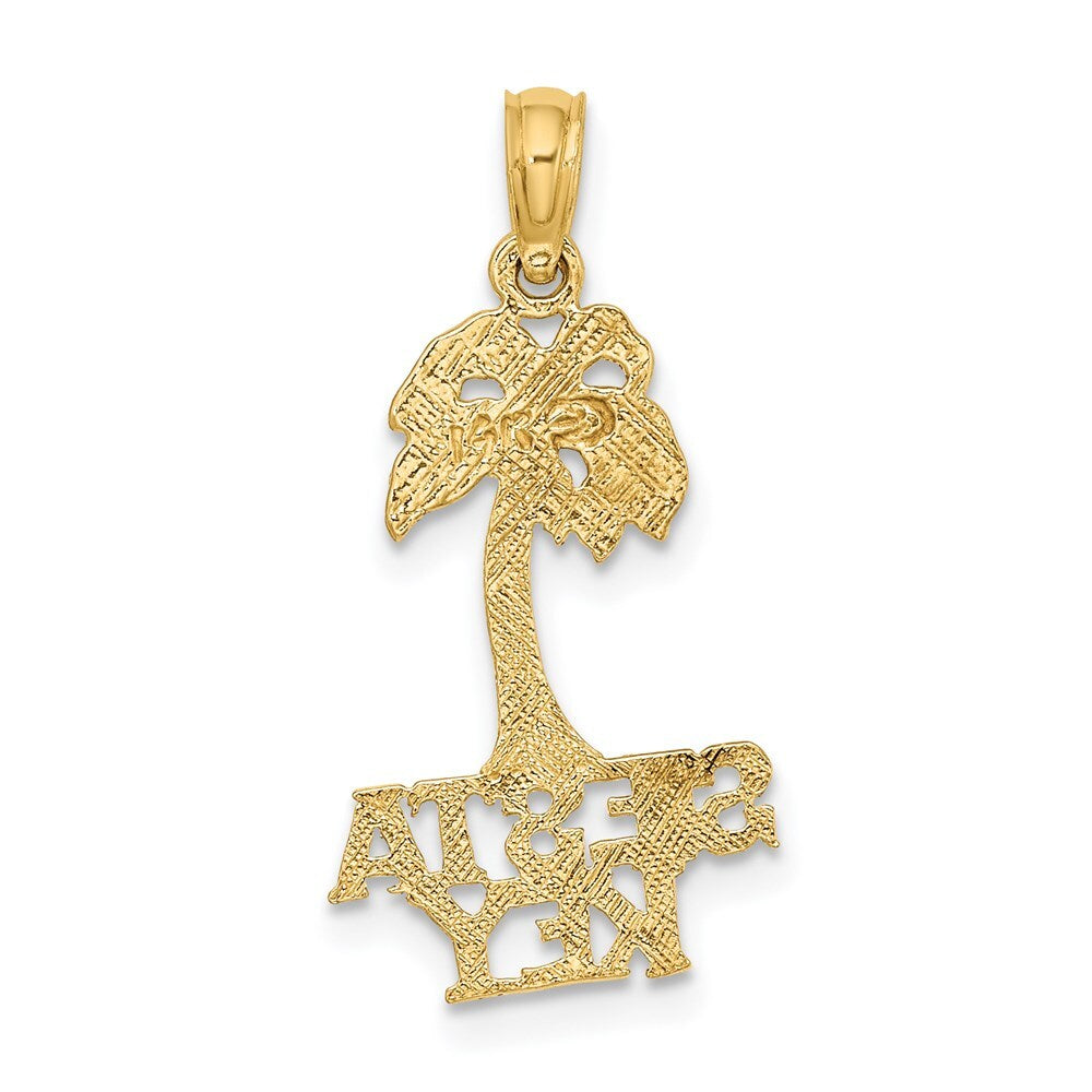 14k Yellow Gold SIESTA KEY Palm Tree Charm Pendant for Women