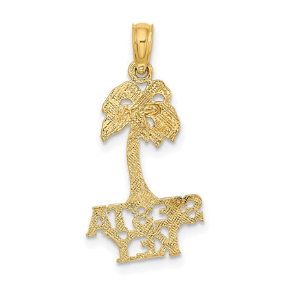 14k Yellow Gold SIESTA KEY Palm Tree Charm Pendant for Women