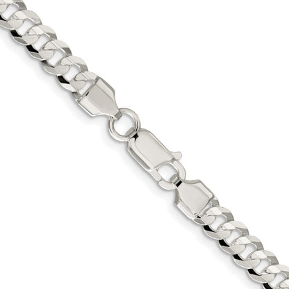 Sterling Silver Rhodium-plated 5.65mm Concave Beveled Curb Chain Necklace