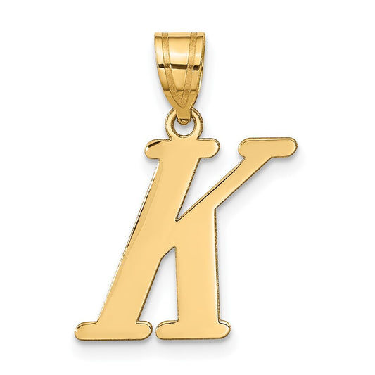 14k Yellow Gold Polished Letter K Initial Pendant for Women