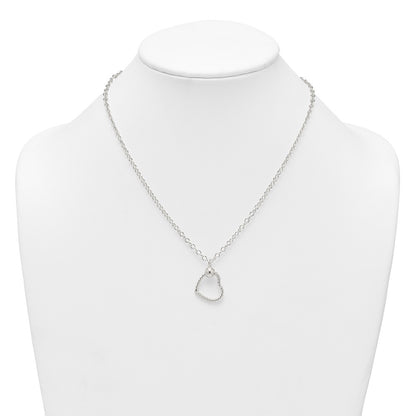 Sterling Silver Polished and Twisted Heart 18 Inch Cable Chain Necklace