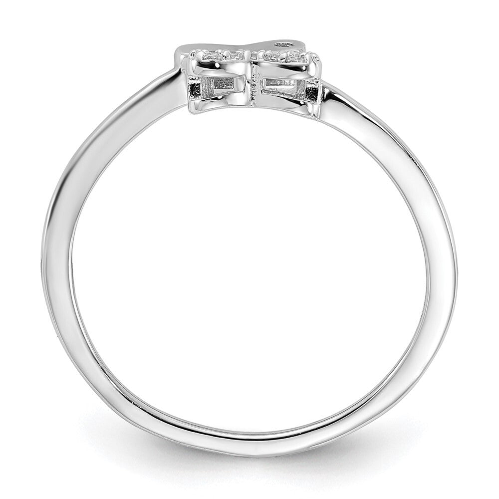 Sterling Silver Rhodium-plated CZ Double Heart Ring Size 7