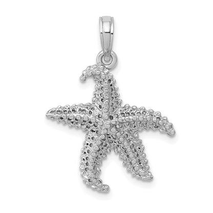 14k White Gold Polished Open-Backed Starfish Pendant for Women