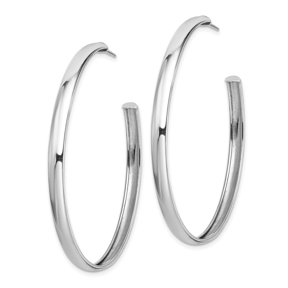 Sterling Silver Rhodium-plated Polished 3.8mm Post Hoops