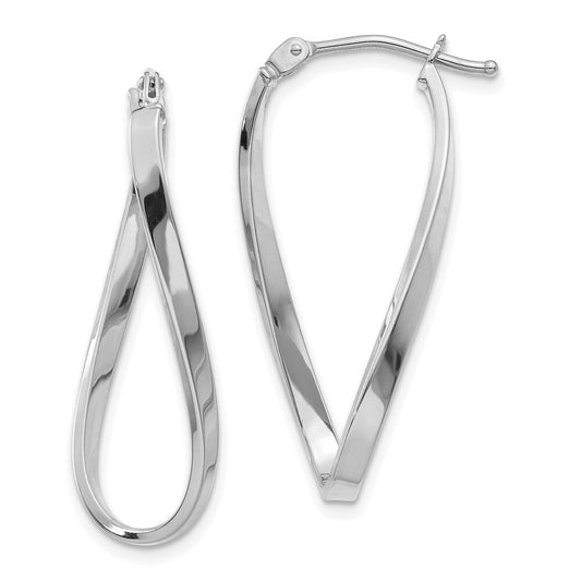 14k White Gold Small Twisted Stud Earrings Gift for Women