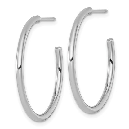 14k White Gold Polished 2 x 30mm Tube C-Hoop Earrings
