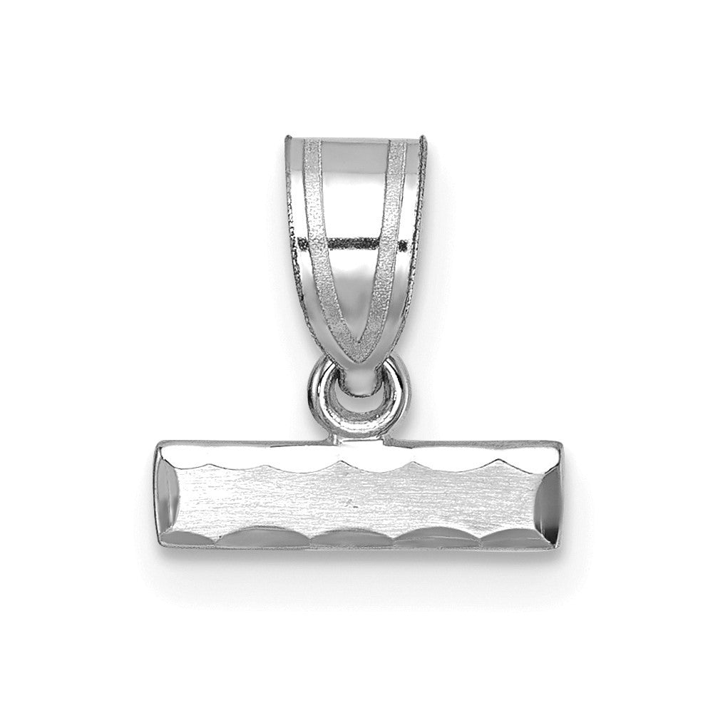 14K White Small Brushed Diamond-cut Number Top Charm