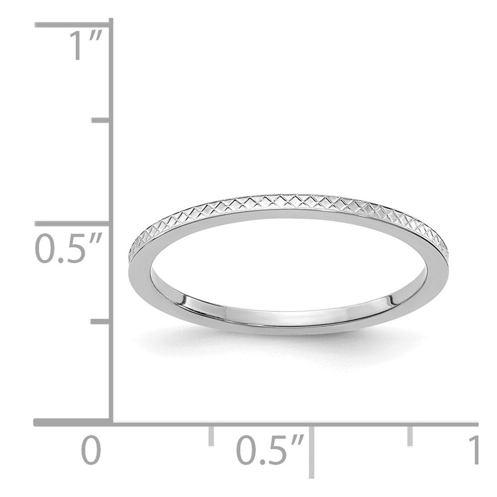 14K White Gold 1.2mm Criss-Cross Pattern Stackable Band Size 9