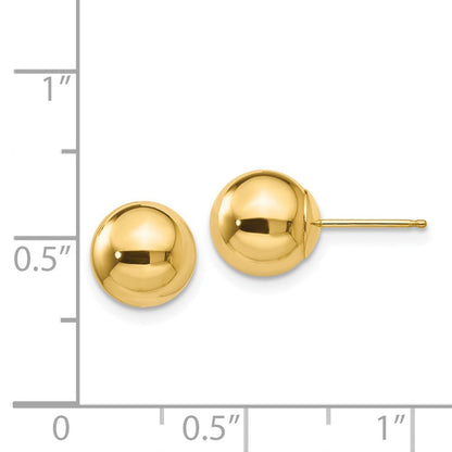 14k Yellow Gold Polished 8mm Ball Stud Earrings Gift for Women