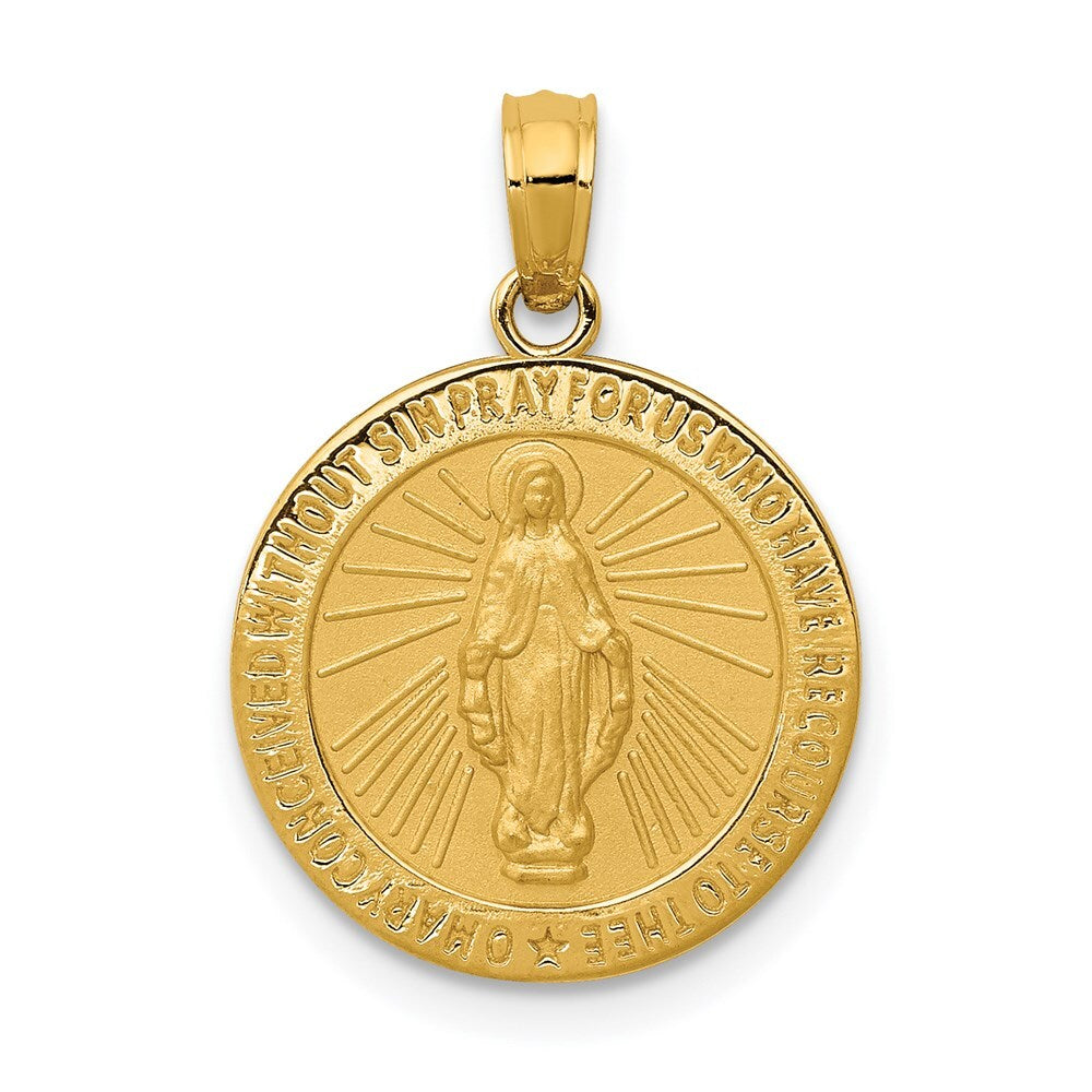 14k Yellow Gold Miraculous Medal Pendant for Women