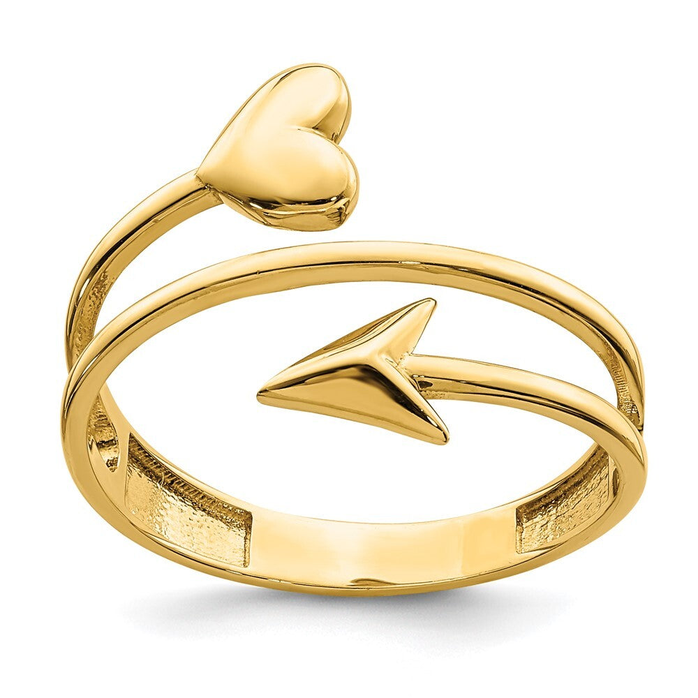 14K Yellow Gold Heart and Arrow Ring Size 7