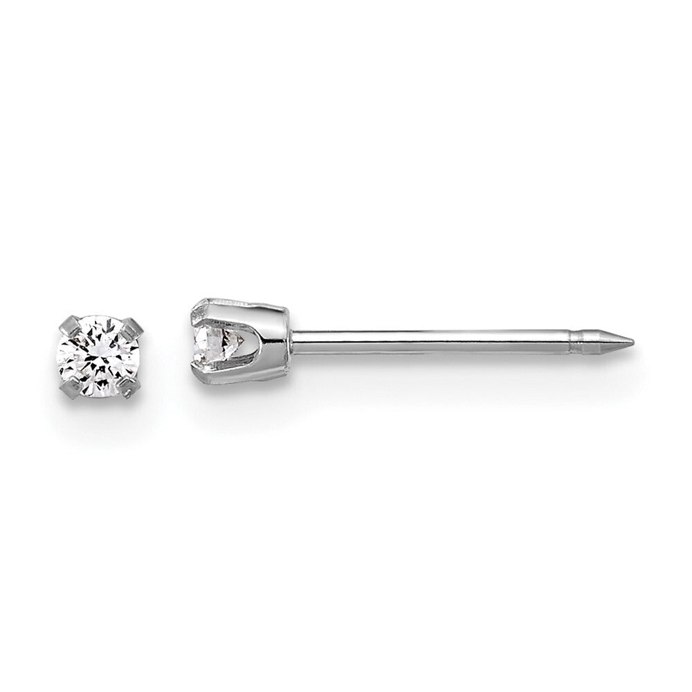 14k White Gold 2.4mm .10ct Lab Grown Diamond Short Stud Earrings Gift for Women