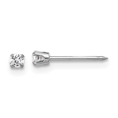 14k White Gold 2.4mm .10ct Lab Grown Diamond Short Stud Earrings Gift for Women