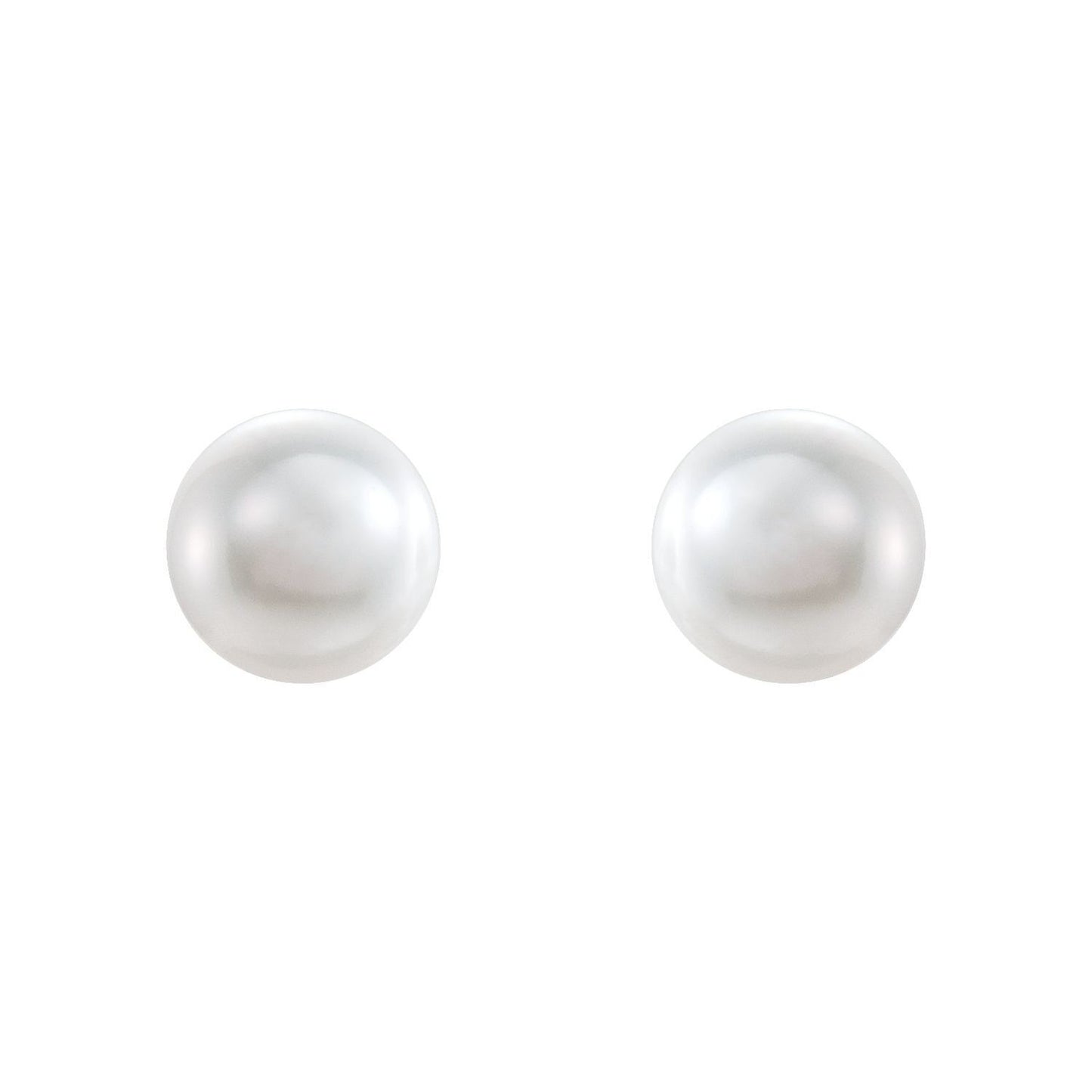 Gift for Mothers 14k White Gold Cultured White Freshwater Pearl Stud Earrings