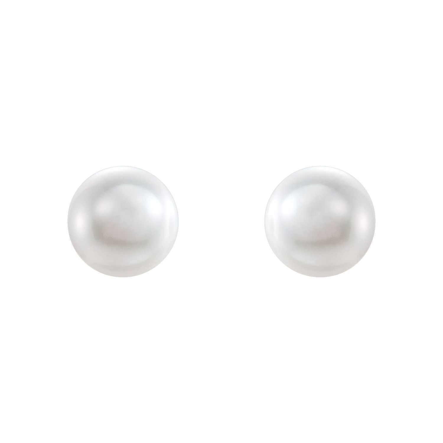 Gift for Mothers 14k White Gold Cultured White Freshwater Pearl Stud Earrings