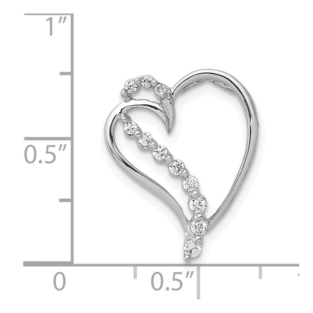 14k White Gold 1/6ct. Diamond Heart Chain Slide Pendant for Women