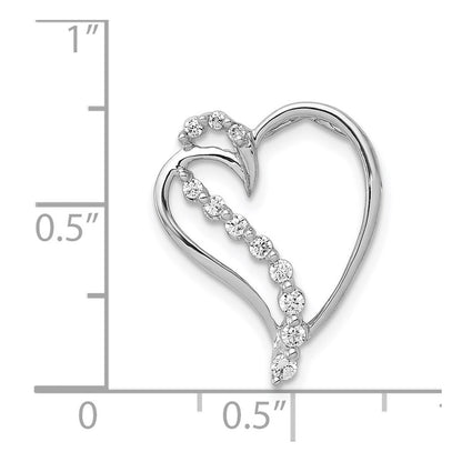 14k White Gold 1/6ct. Diamond Heart Chain Slide Pendant for Women
