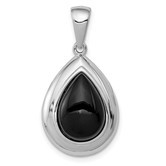 Sterling Silver Rhodium-plated Onyx Pendant Holiday Gift for Women