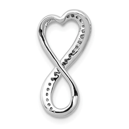 14k White Gold Diamond Freeform Heart Infinity Chain Slide Pendant for Women