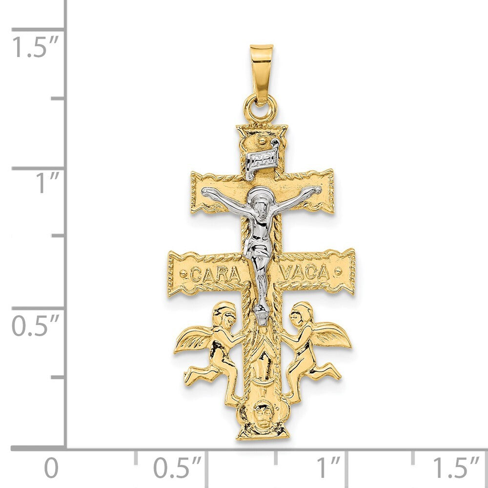 14k Two-tone Gold Cara Vaca Crucifix Pendant for Women