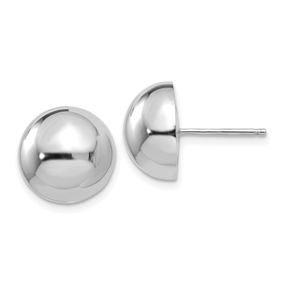14k White Gold 12mm Half Ball Stud Earrings Gift for Women