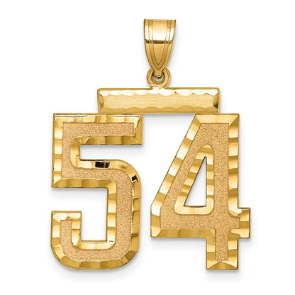 14k Yellow Gold Large Brushed Diamond-cut Number 54 Charm Pendant for Women