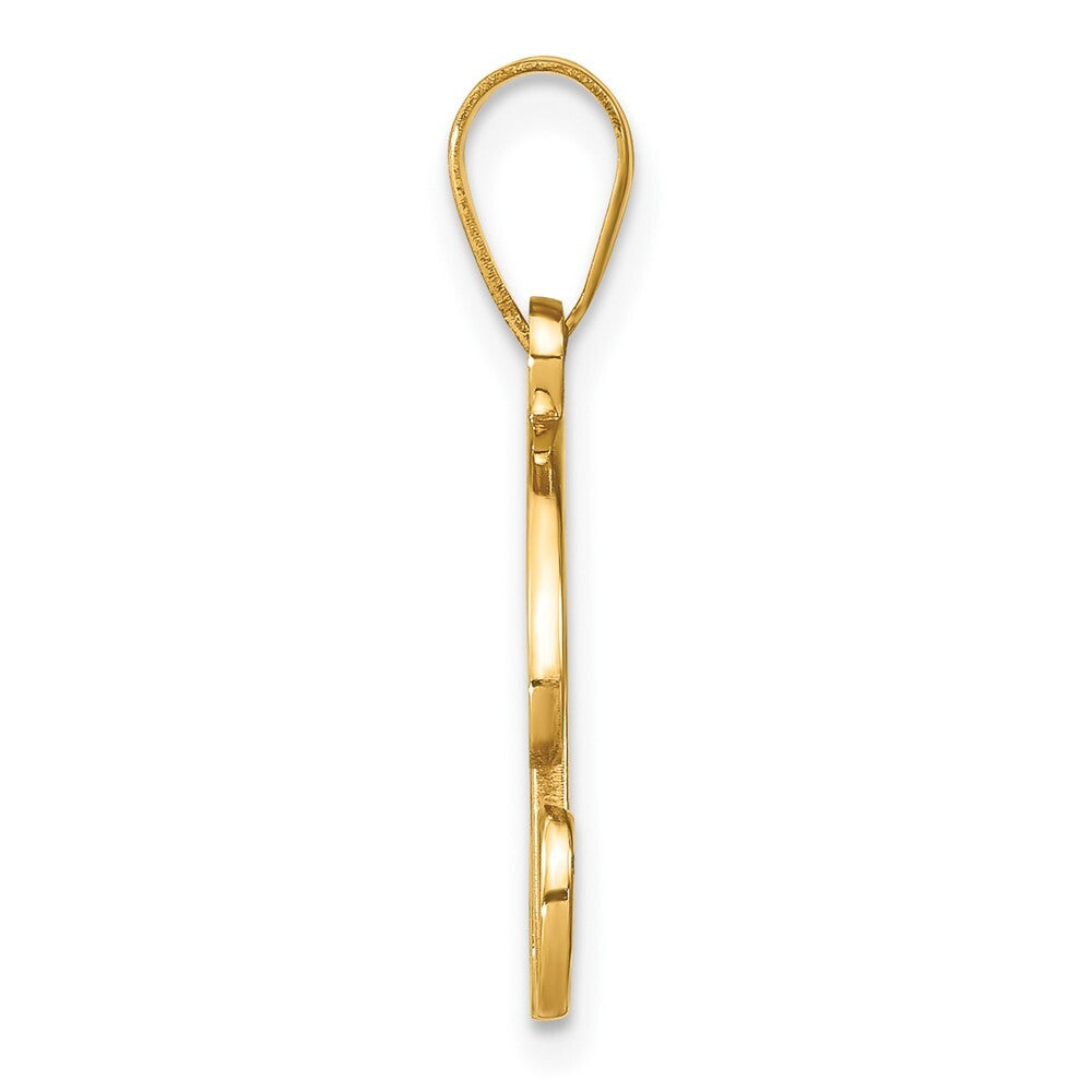 14k Yellow Gold Script Letter R Initial Pendant with Diamond for Women