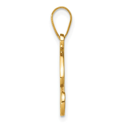 14k Yellow Gold Script Letter R Initial Pendant with Diamond for Women