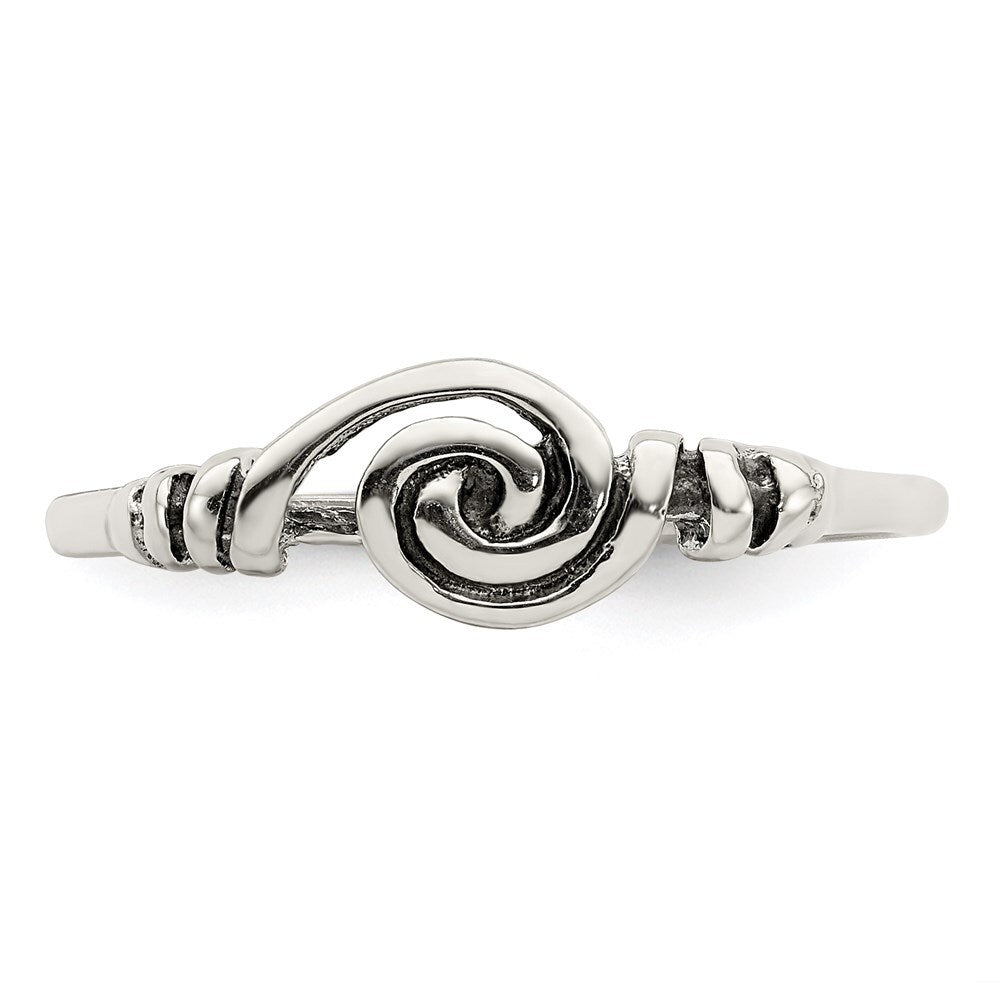 Sterling Silver Antiqued Swirl Ring Size 7