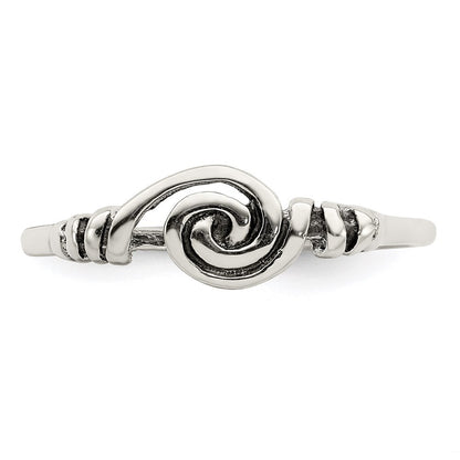 Sterling Silver Antiqued Swirl Ring Size 7