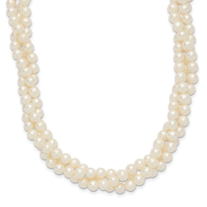 14k Yellow Gold 6mm Near-Round Freshwater Cultured Pearl 3-Strand 21" Necklace