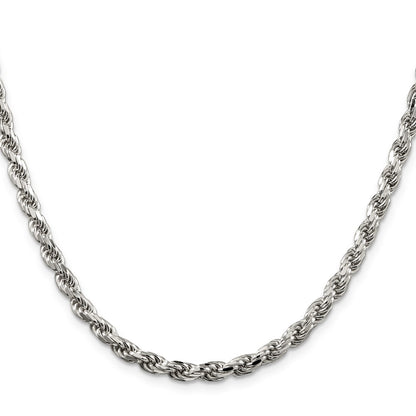 Sterling Silver 4.6mm Diamond-cut Rope Chain Necklace