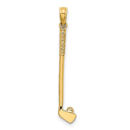14k Yellow Gold 3-D Single Golf Club with Ball Charm