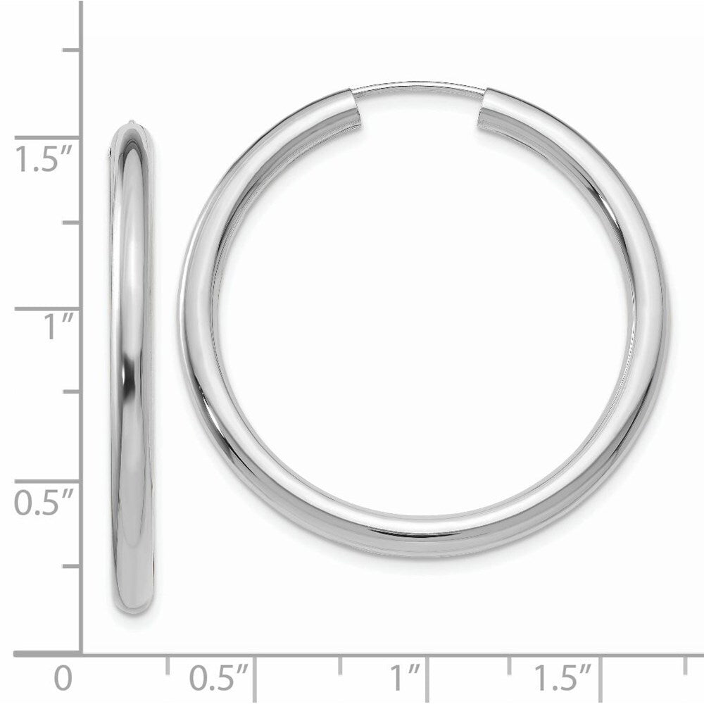 14k White Gold Polished Endless Tube Hoop Earrings Gift for Women