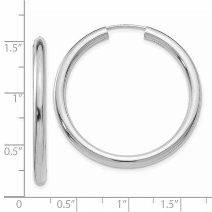 14k White Gold Polished Endless Tube Hoop Earrings Gift for Women