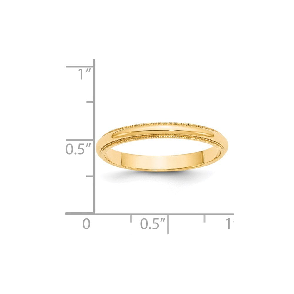 14K Yellow Gold Yellow Gold 3mm Milgrain Half Round Wedding Band Size 5
