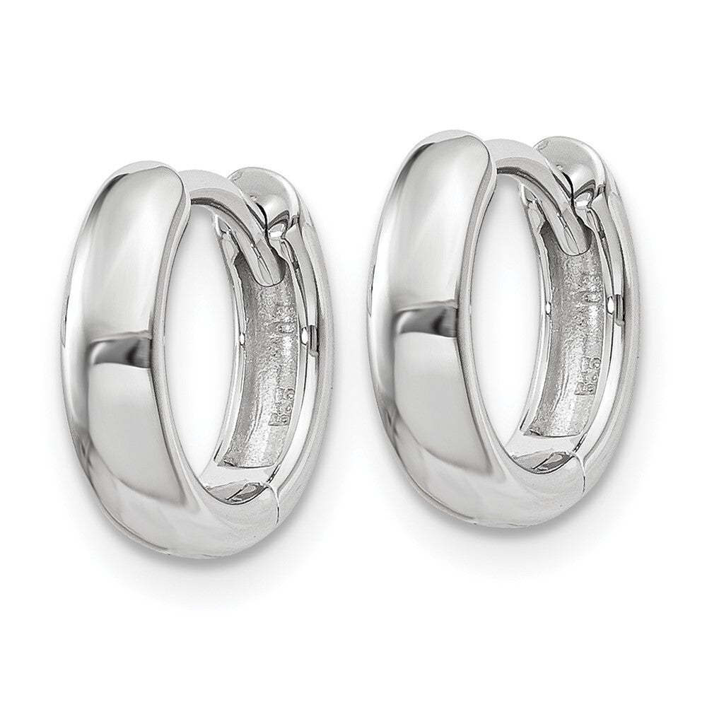 14k White Gold Round Hinged Hoop Earrings Gift for Women