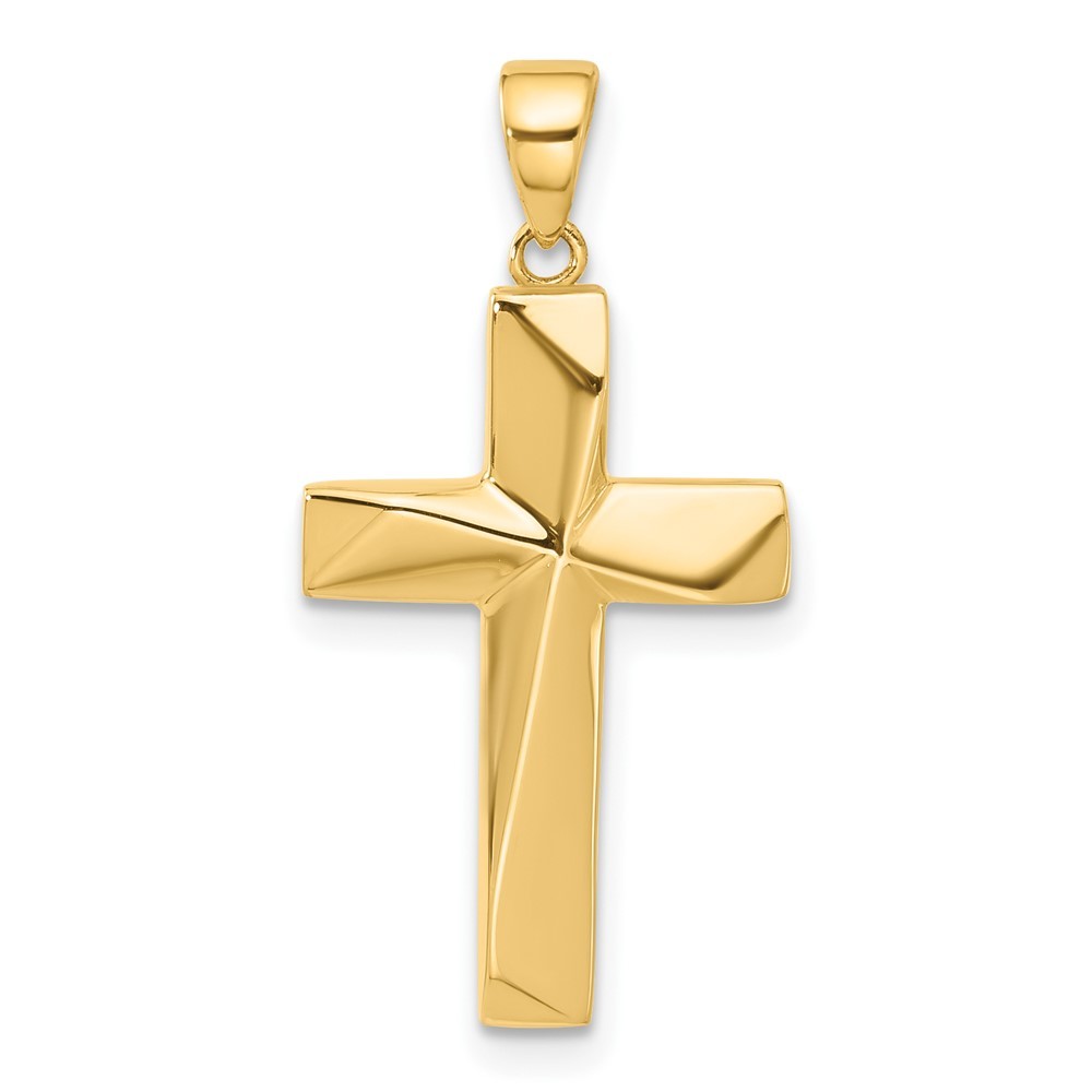 14k Yellow Gold Polished Cross Pendant