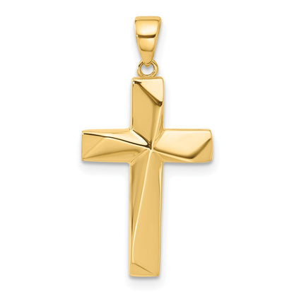 14k Yellow Gold Polished Cross Pendant