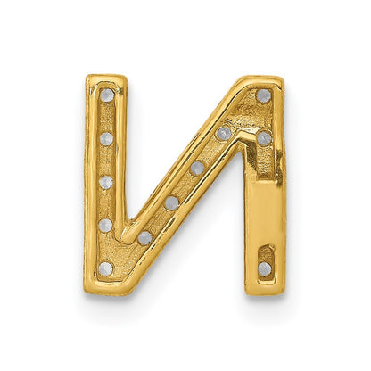 14k Yellow Gold  Diamond Letter N Initial Charm