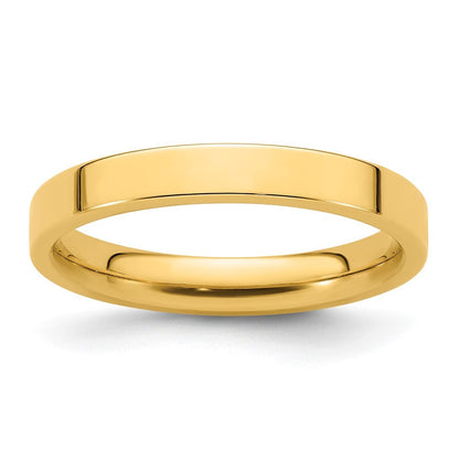14K Yellow Gold 3mm Standard Weight Flat Comfort Fit Wedding Band Size 8